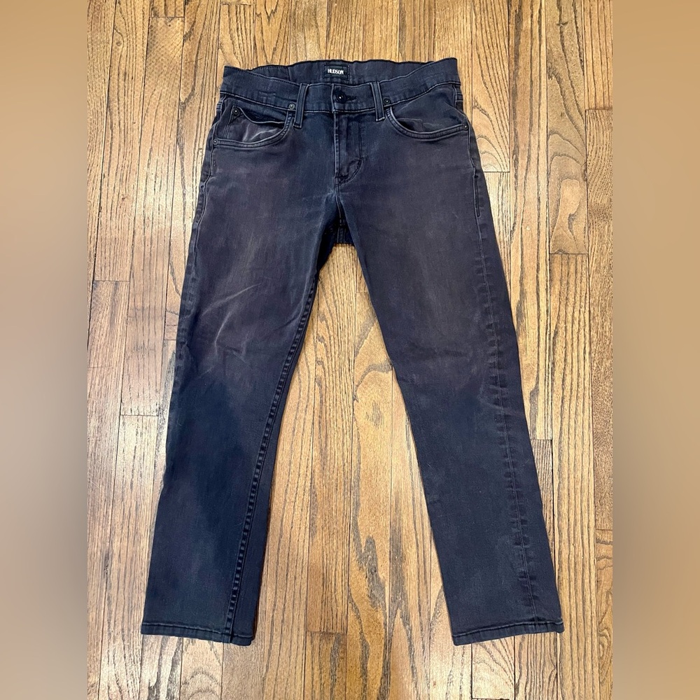 Hudson Men’s Slim Straight Black Denim Jeans 5-Pocket Design Size 29